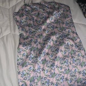pink and blue floral dress